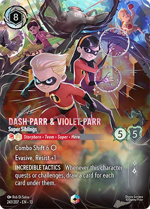 Image for Dash Parr & Violet Parr - Super Siblings (Enchanted) (241/204) (13) - Disney Lorcana