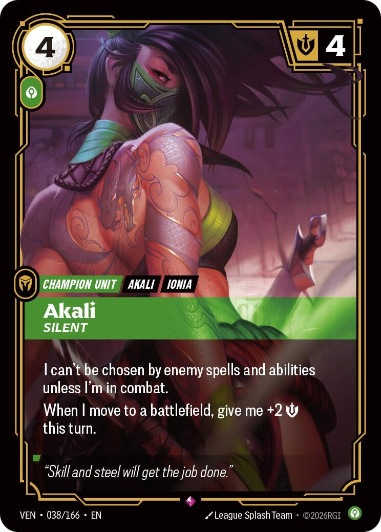 Image for Akali, Silent (038/166) (VEN) - Riftbound: League of Legends Trading Card Game
