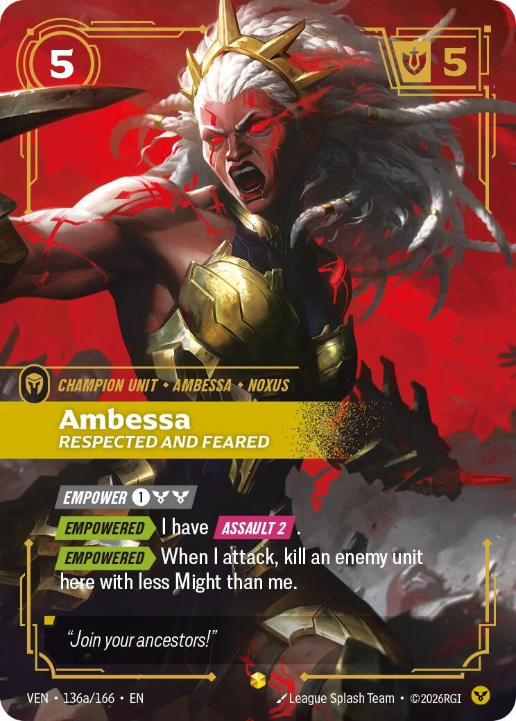 Image for Ambessa, Respected and Feared (Alternate Art) (136a/166) (VEN) - Riftbound: League of Legends Trading Card Game