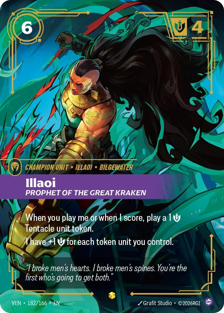 Image for Illaoi, Prophet of the Great Kraken (Overnumbered) (182/166) (VEN) - Riftbound: League of Legends Trading Card Game