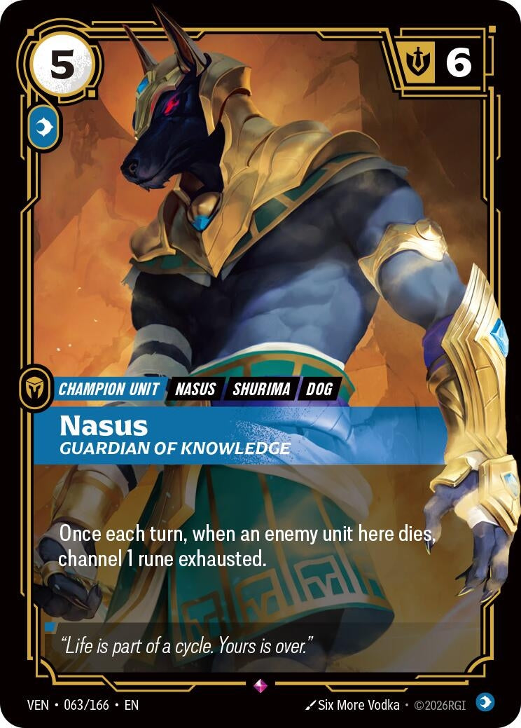 Image for Nasus, Guardian of Knowledge (063/166) (VEN) - Riftbound: League of Legends Trading Card Game