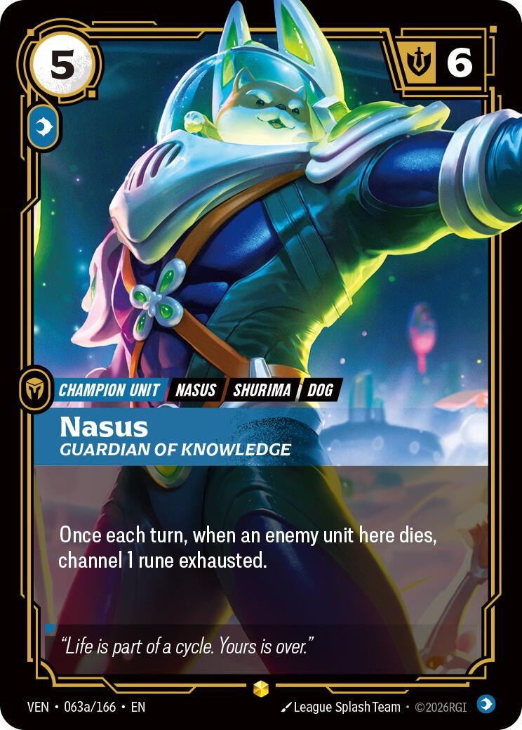 Image for Nasus, Guardian of Knowledge (Alternate Art) (063a/166) (VEN) - Riftbound: League of Legends Trading Card Game