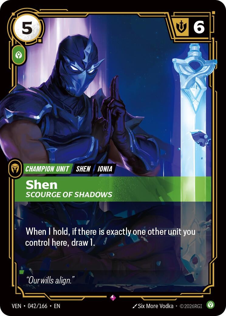 Image for Shen, Scourge of Shadows (042/166) (VEN) - Riftbound: League of Legends Trading Card Game