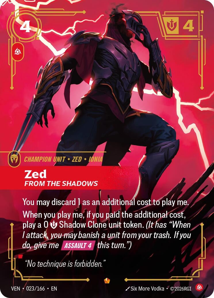 Image for Zed, From the Shadows (023/166) (VEN) - Riftbound: League of Legends Trading Card Game