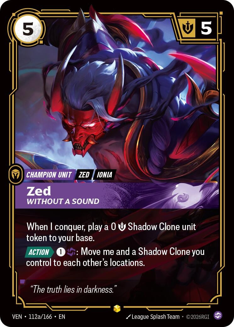 Image for Zed, Without a Sound (Alternate Art) (112a/166) (VEN) - Riftbound: League of Legends Trading Card Game