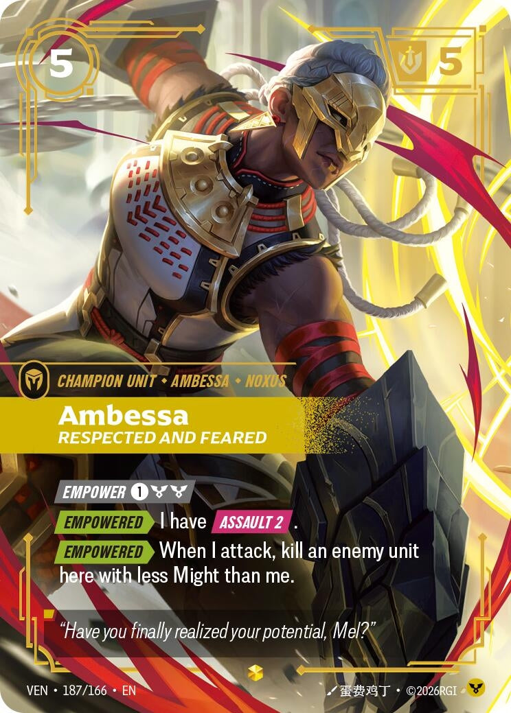 Image for Ambessa, Respected and Feared (Overnumbered) (187/166) (VEN) - Riftbound: League of Legends Trading Card Game