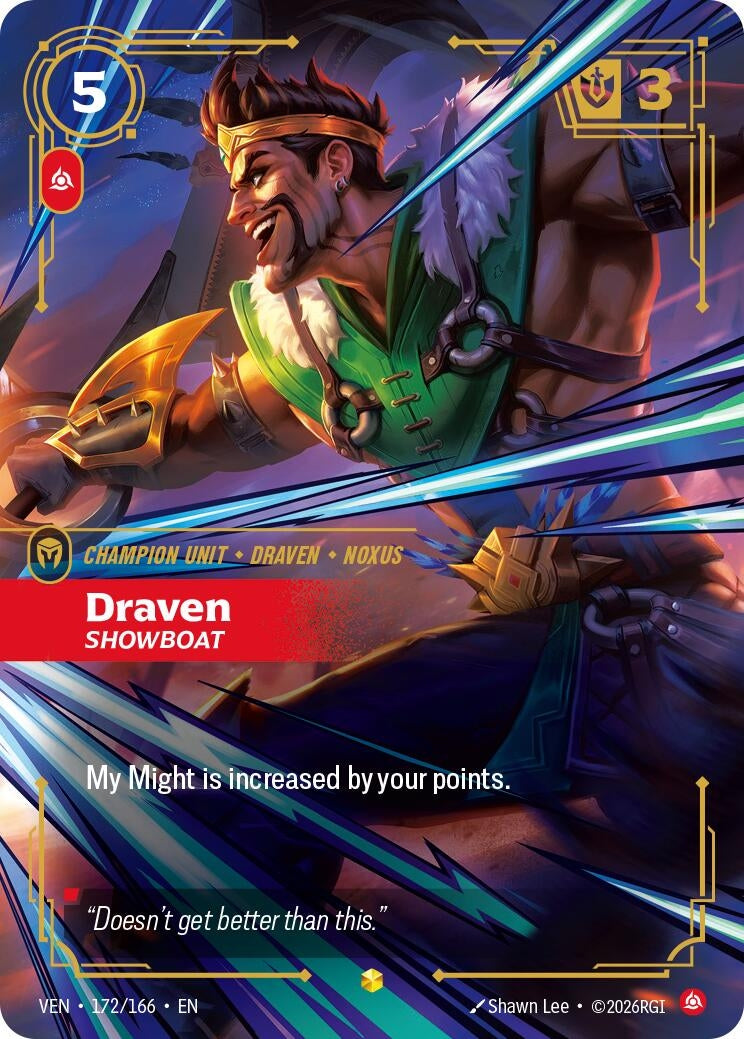 Image for Draven, Showboat (Overnumbered) (172/166) (VEN) - Riftbound: League of Legends Trading Card Game