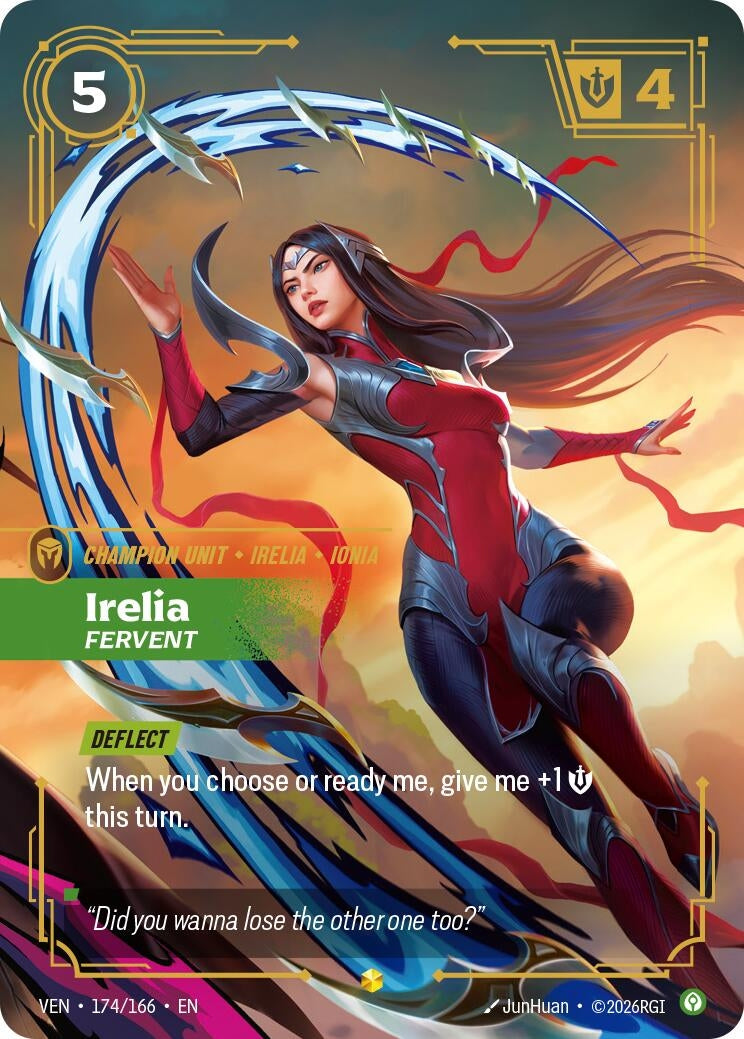Image for Irelia, Fervent (Overnumbered) (174/166) (VEN) - Riftbound: League of Legends Trading Card Game