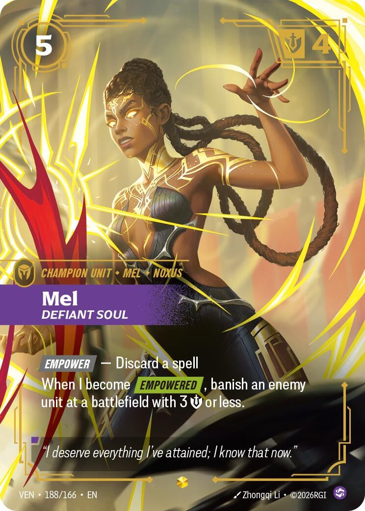Image for Mel, Defiant Soul (Overnumbered) (188/166) (VEN) - Riftbound: League of Legends Trading Card Game