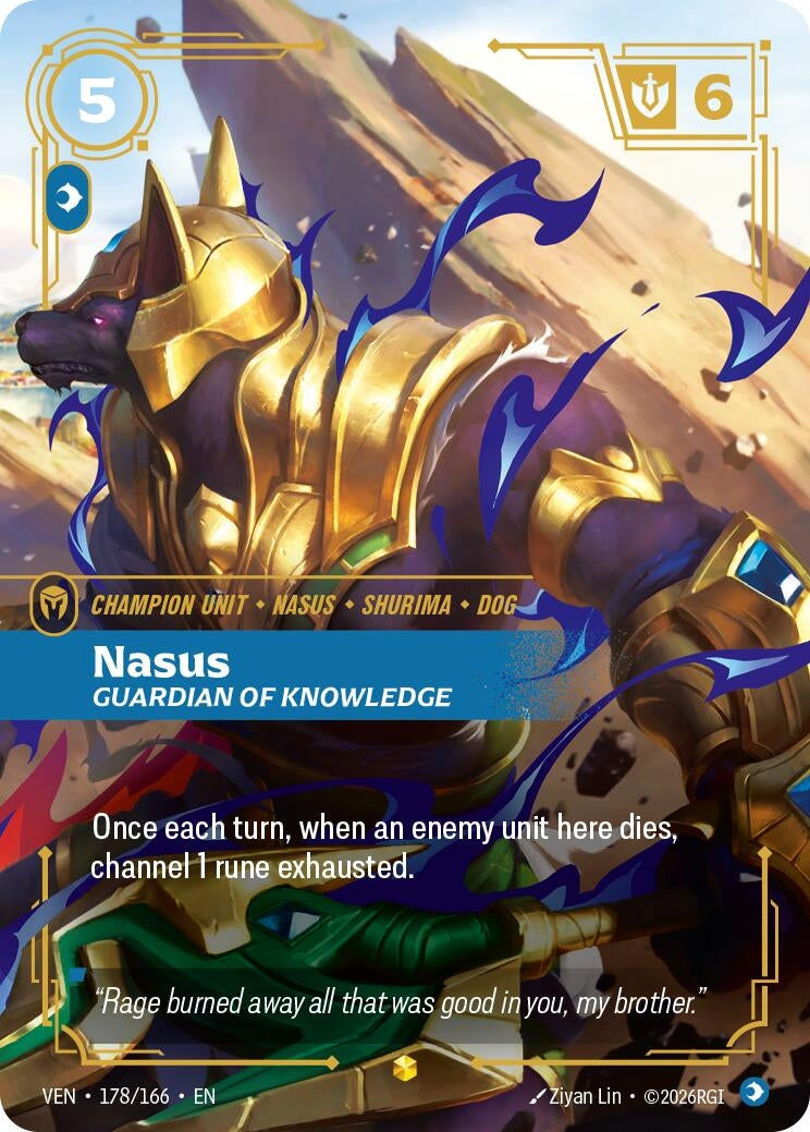Image for Nasus, Guardian of Knowledge (Overnumbered) (178/166) (VEN) - Riftbound: League of Legends Trading Card Game