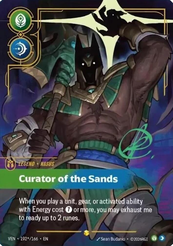 Image for Nasus, Curator of the Sands (Signature) (192*/166) (VEN) - Riftbound: League of Legends Trading Card Game