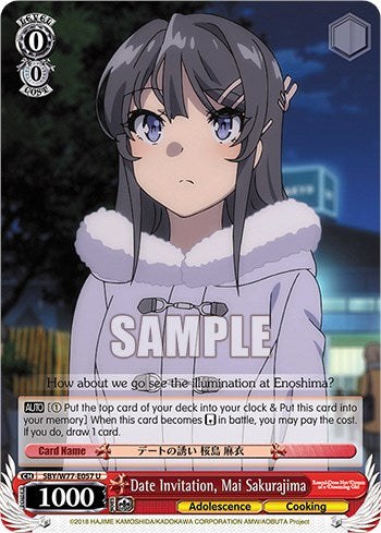 Date Invitation, Mai Sakurajima [Rascal Does Not Dream of a Dreaming Girl]