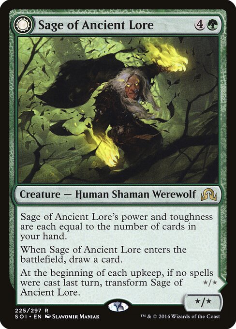Sage of Ancient Lore // Werewolf of Ancient Hunger - Shadows over Innistrad - 225
