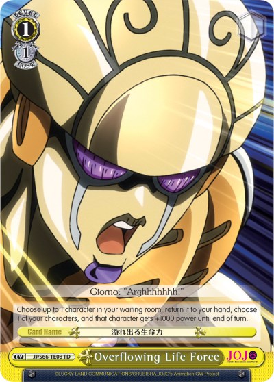 Overflowing Life Force (JJ/S66-TE08 TD) [JoJo's Bizarre Adventure: Golden Wind]