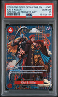 KID & KILLER SPECIAL ALTERNATE ART 2026 ONE PIECE OP14-EB04-THE AZURE SEA'S SEVEN PSA GEM MT 10