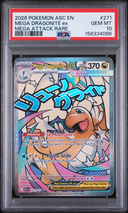 MEGA DRAGONITE ex MEGA ATTACK RARE 2026 POKEMON ASC EN-ASCENDED HEROES PSA GEM MT 10