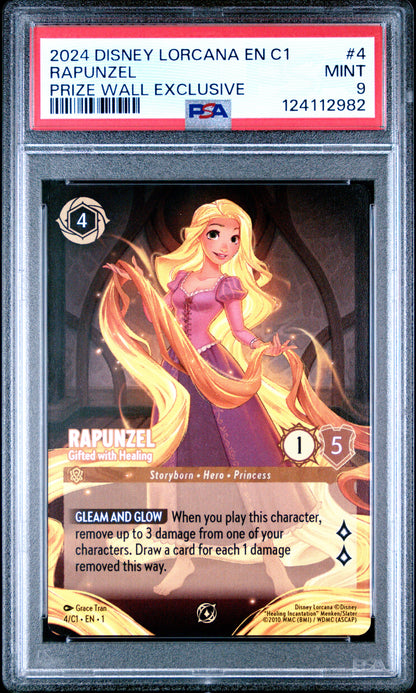 RAPUNZEL PRIZE WALL EXCLUSIVE 2024 DISNEY LORCANA EN C1-LORCANA CHALLENGE PROMO PSA MINT 9