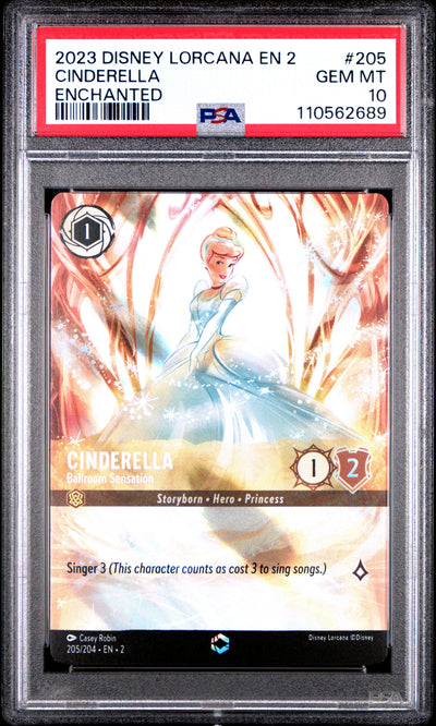CINDERELLA ENCHANTED 2023 DISNEY LORCANA EN 2-RISE OF THE FLOODBORN PSA GEM MT 10