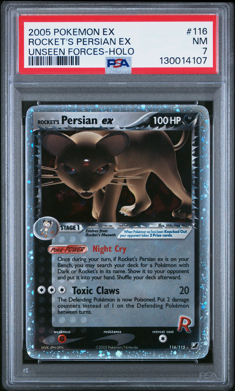 ROCKET'S PERSIAN EX UNSEEN FORCES-HOLO 2005 POKEMON EX UNSEEN FORCES PSA NM 7