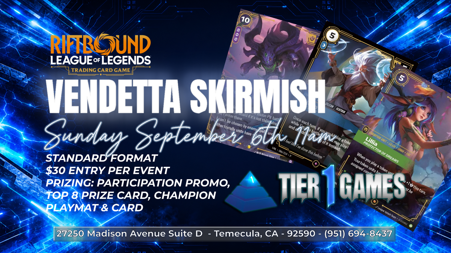 Ticket: September 6th Vendetta Summoner Skirmish I - 06 Sep 2026 at 11:00 AM