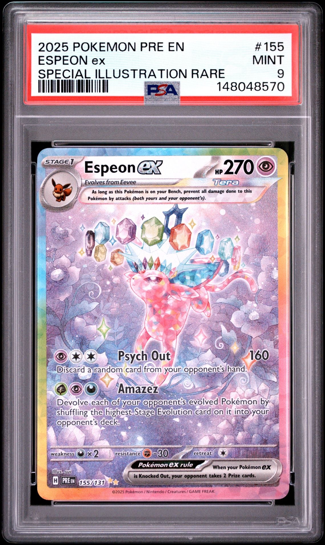 ESPEON ex SPECIAL ILLUSTRATION RARE 2025 POKEMON PRE EN-PRISMATIC EVOLUTIONS PSA MINT 9