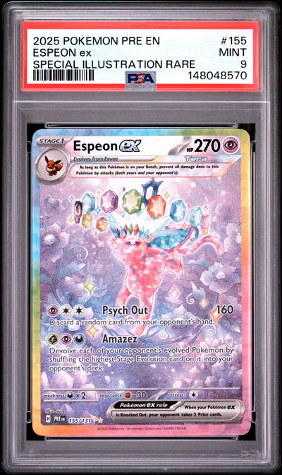 ESPEON ex SPECIAL ILLUSTRATION RARE 2025 POKEMON PRE EN-PRISMATIC EVOLUTIONS PSA MINT 9
