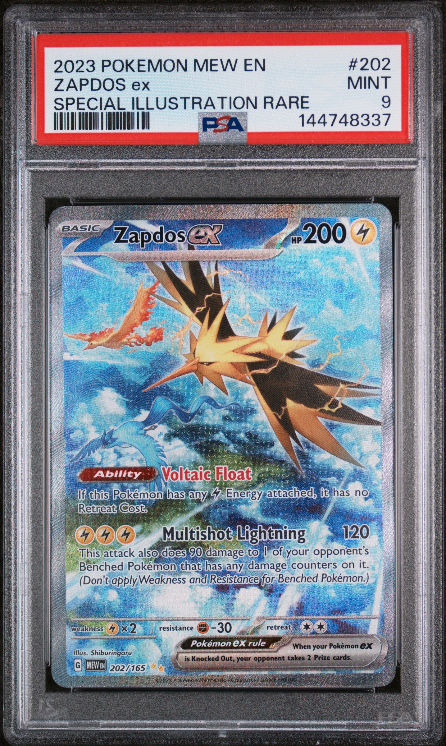 ZAPDOS ex SPECIAL ILLUSTRATION RARE 2023 POKEMON MEW EN-151 PSA MINT 9