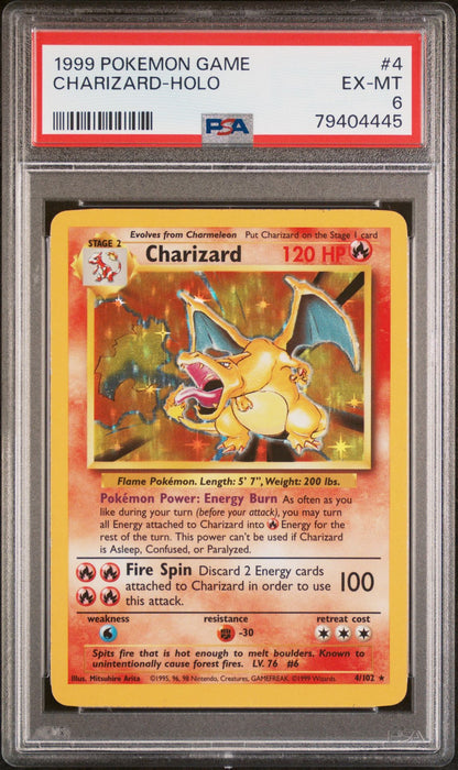 CHARIZARD-HOLO 1999 POKEMON GAME PSA EX-MT 6