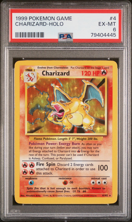 CHARIZARD-HOLO 1999 POKEMON GAME PSA EX-MT 6