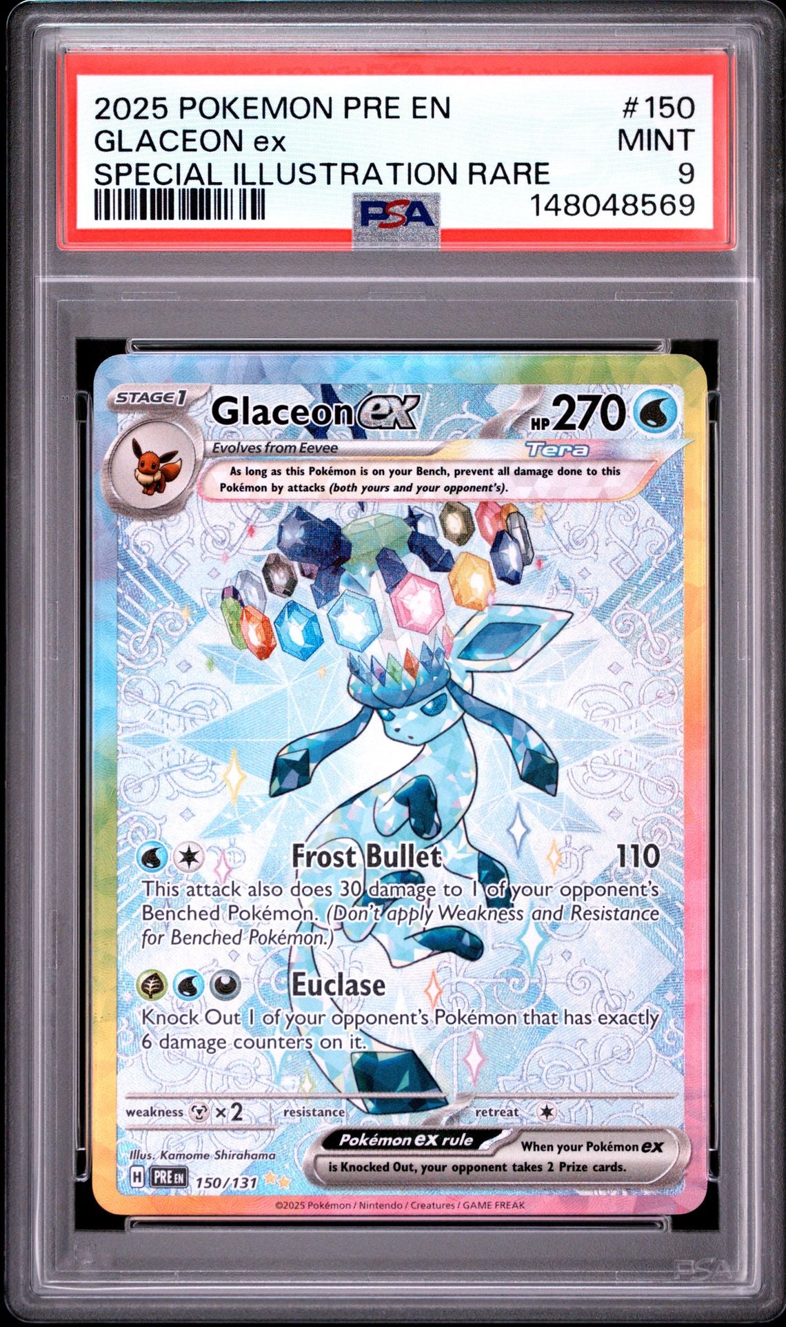 GLACEON ex SPECIAL ILLUSTRATION RARE 2025 POKEMON PRE EN-PRISMATIC EVOLUTIONS PSA MINT 9
