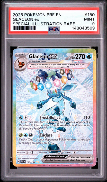 GLACEON ex SPECIAL ILLUSTRATION RARE 2025 POKEMON PRE EN-PRISMATIC EVOLUTIONS PSA MINT 9