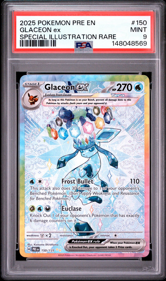 GLACEON ex SPECIAL ILLUSTRATION RARE 2025 POKEMON PRE EN-PRISMATIC EVOLUTIONS PSA MINT 9