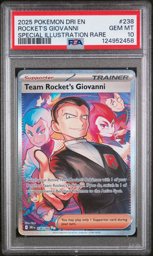 ROCKET'S GIOVANNI SPECIAL ILLUSTRATION RARE 2025 POKEMON DRI EN-DESTINED RIVALS PSA GEM MT 10