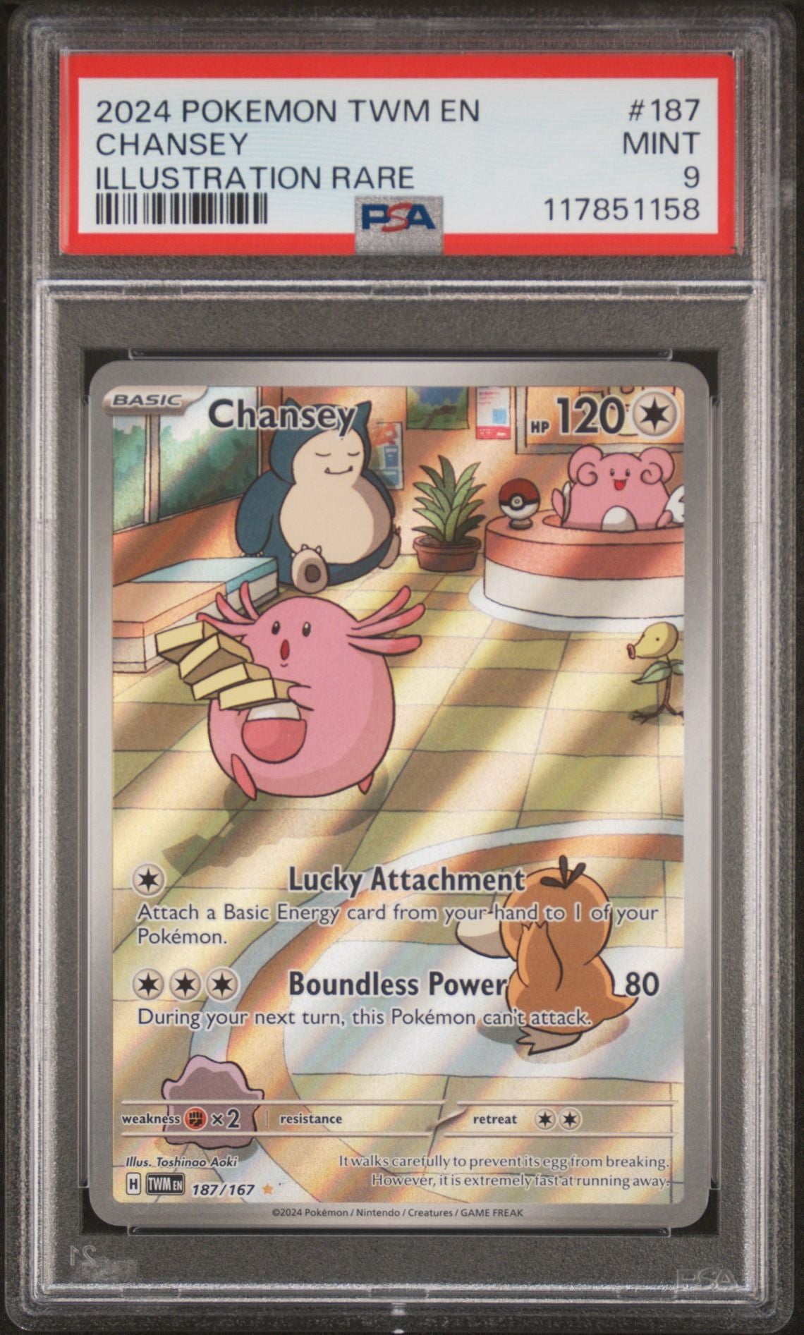 CHANSEY ILLUSTRATION RARE 2024 POKEMON TWM EN-TWILIGHT MASQUERADE PSA MINT 9