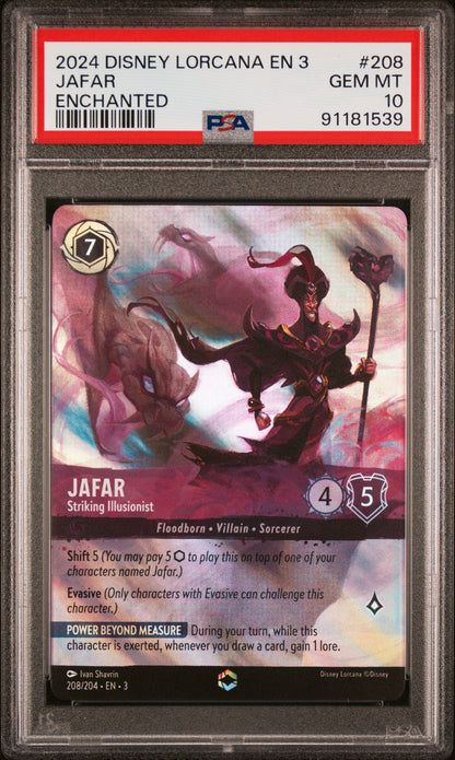 JAFAR ENCHANTED 2024 DISNEY LORCANA EN 3-INTO THE INKLANDS PSA GEM MT 10