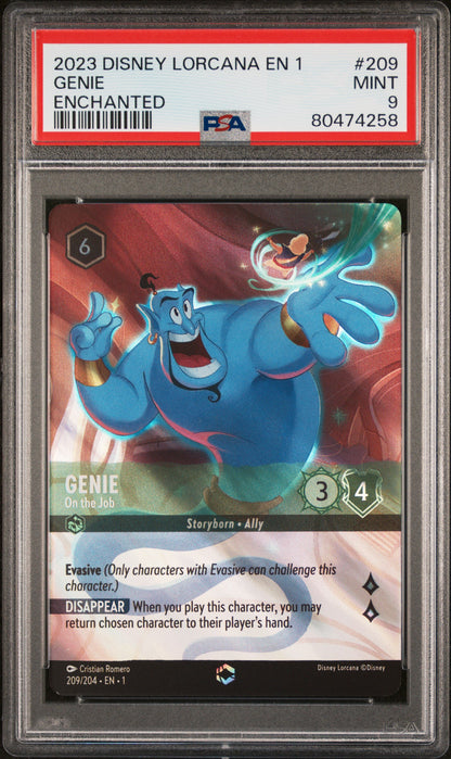 GENIE ENCHANTED 2023 DISNEY LORCANA EN 1-THE FIRST CHAPTER PSA MINT 9