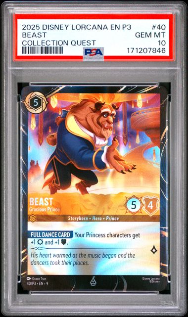 #40 BEAST CERT 2 COLLECTION QUEST 2025 DISNEY LORCANA EN P3-PROMO PSA 10
