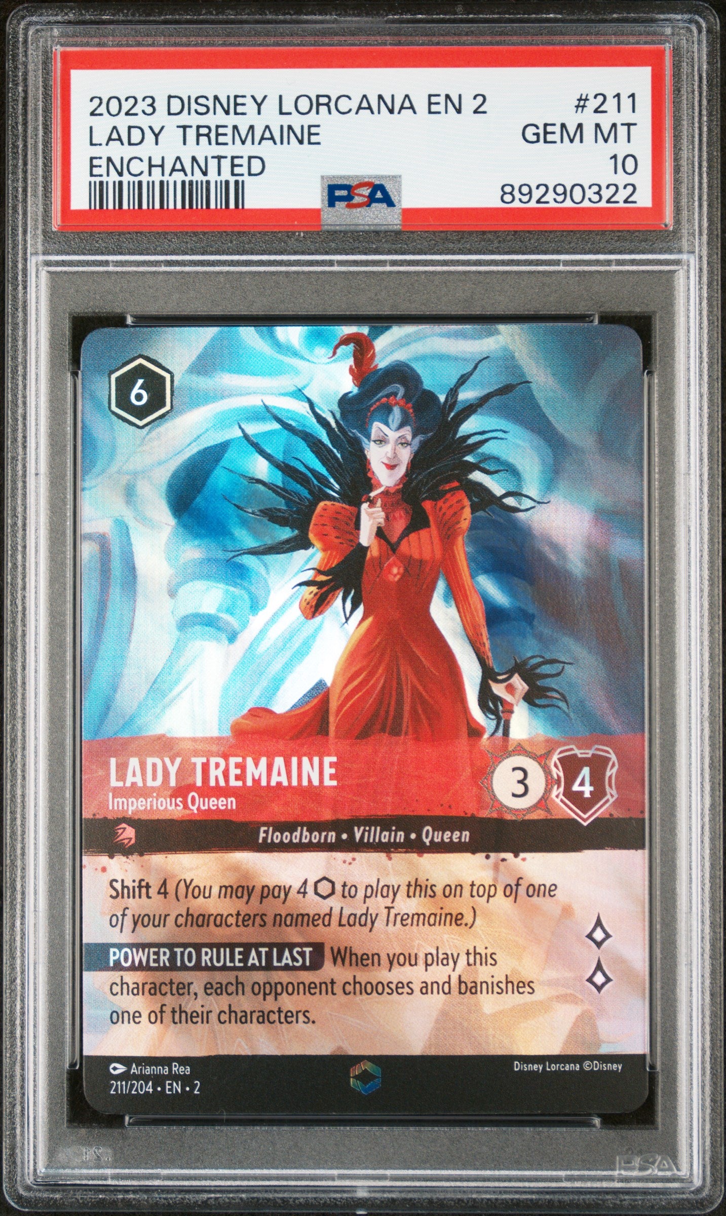 LADY TREMAINE ENCHANTED 2023 DISNEY LORCANA EN 2-RISE OF THE FLOODBORN PSA GEM MT 10
