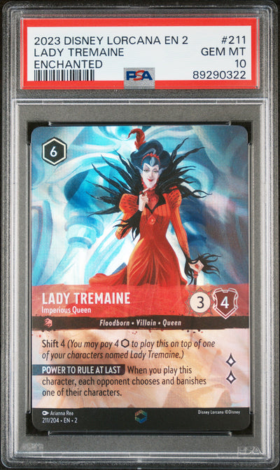 LADY TREMAINE ENCHANTED 2023 DISNEY LORCANA EN 2-RISE OF THE FLOODBORN PSA GEM MT 10