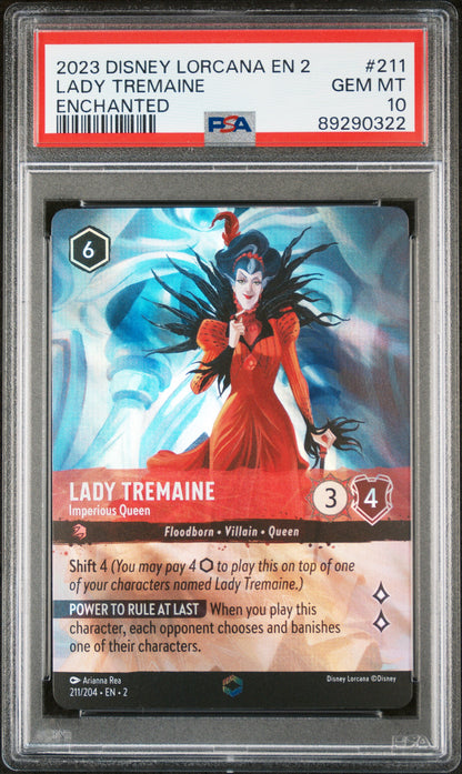 LADY TREMAINE ENCHANTED 2023 DISNEY LORCANA EN 2-RISE OF THE FLOODBORN PSA GEM MT 10