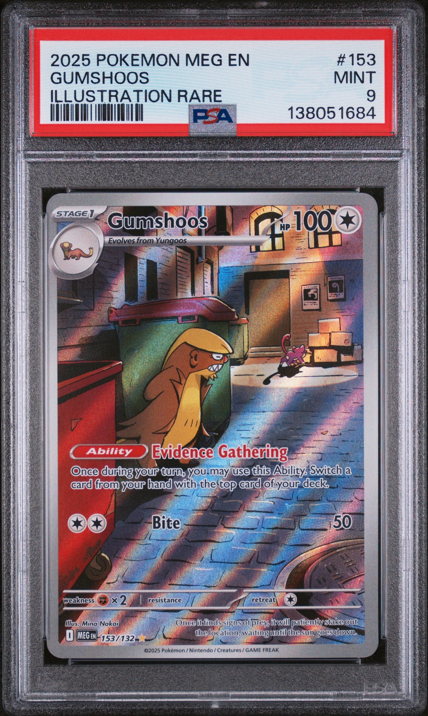 GUMSHOOS ILLUSTRATION RARE 2025 POKEMON MEG EN-MEGA EVOLUTION PSA MINT 9
