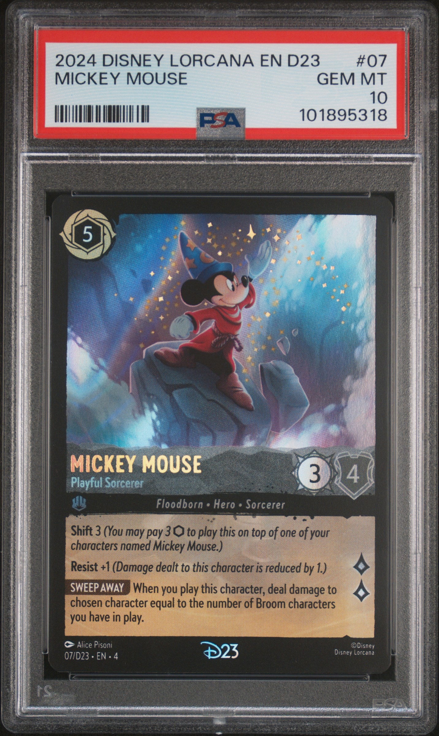 MICKEY MOUSE 2024 DISNEY LORCANA EN D23-D23 EXPO PROMO PSA GEM MT 10