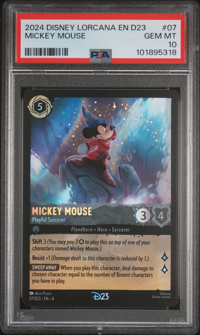 MICKEY MOUSE 2024 DISNEY LORCANA EN D23-D23 EXPO PROMO PSA GEM MT 10