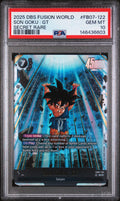 SON GOKU : GT SECRET RARE 2025 DRAGON BALL SUPER CARD GAME FUSION WORLD WISH FOR SHENRON PSA GEM MT 10