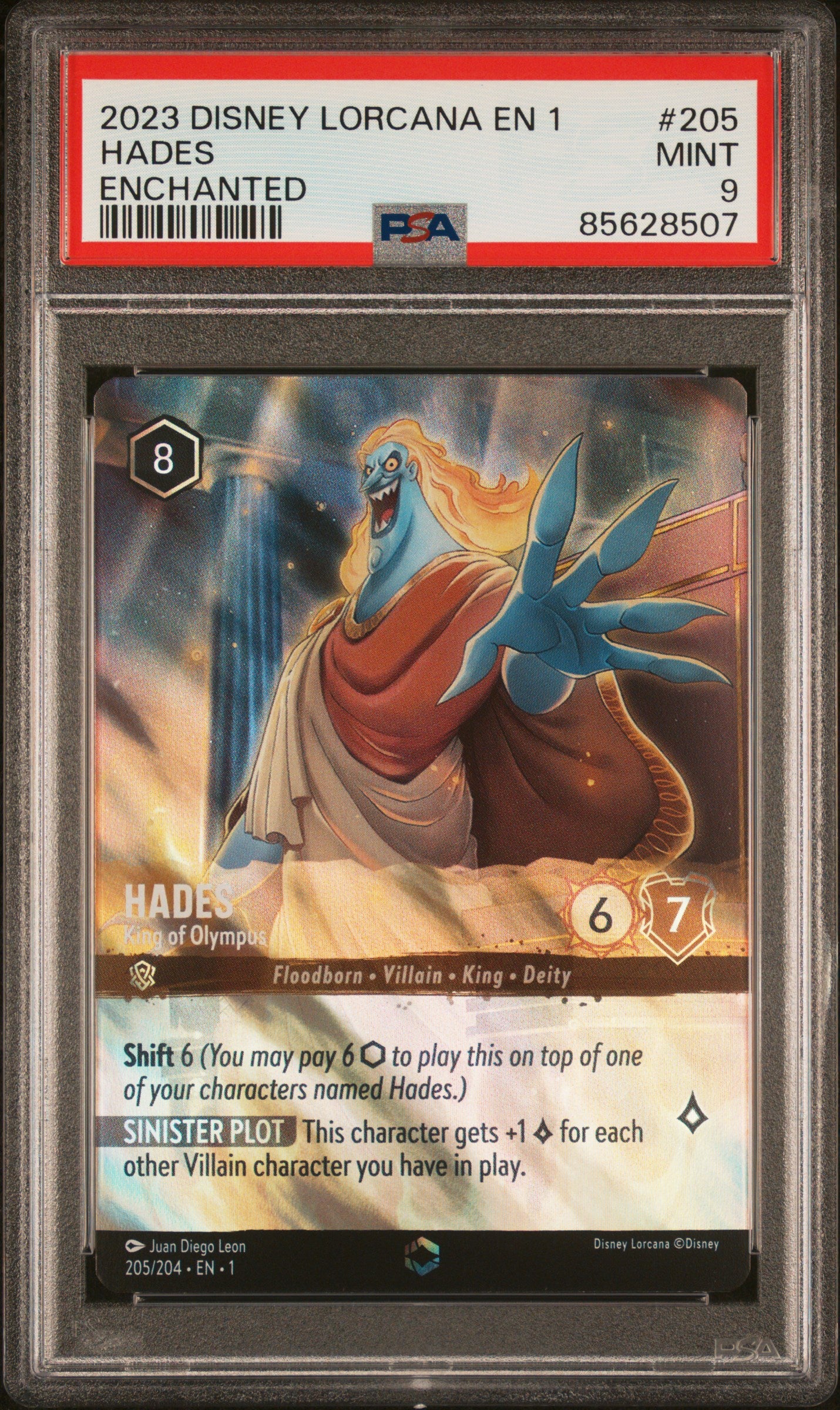 HADES ENCHANTED 2023 DISNEY LORCANA EN 1-THE FIRST CHAPTER PSA MINT 9