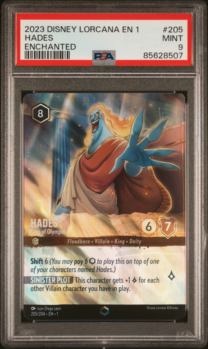 HADES ENCHANTED 2023 DISNEY LORCANA EN 1-THE FIRST CHAPTER PSA MINT 9