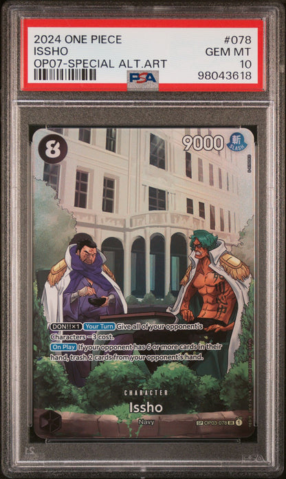 ISSHO SPECIAL ALTERNATE ART 2024 ONE PIECE OP07-500 YEARS IN THE FUTURE PSA GEM MT 10
