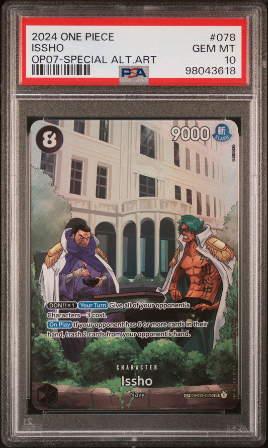 ISSHO SPECIAL ALTERNATE ART 2024 ONE PIECE OP07-500 YEARS IN THE FUTURE PSA GEM MT 10