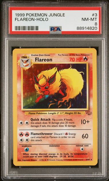 1999 POKEMON JUNGLE #3 FLAREON-HOLO NM-MT 8