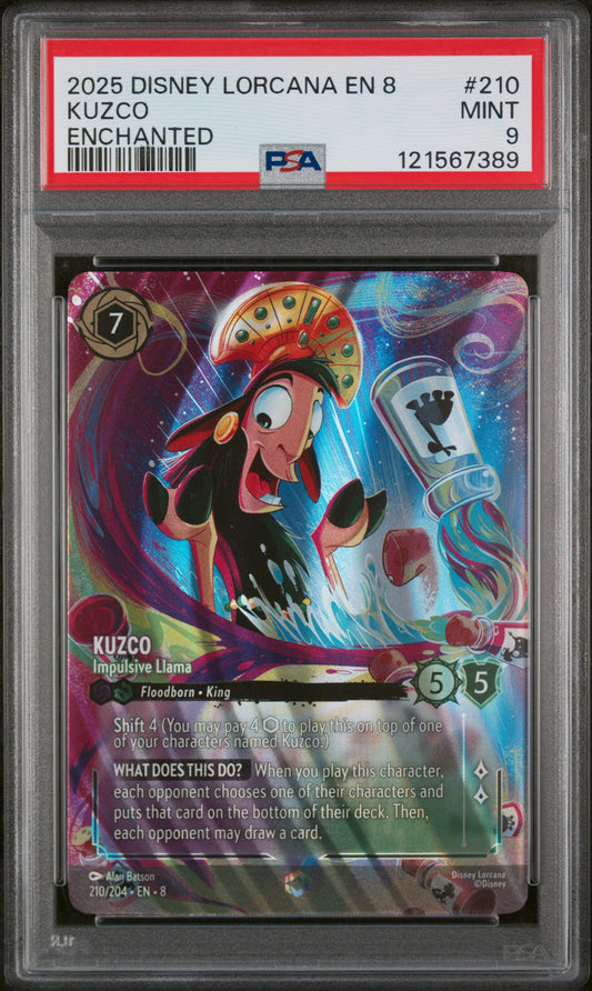 KUZCO ENCHANTED 2025 DISNEY LORCANA EN 8-REIGN OF JAFAR PSA MINT 9